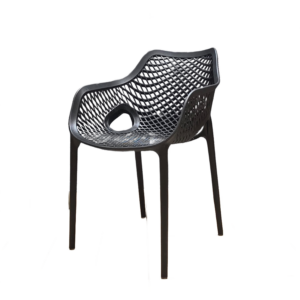 Zwarte kunststof armstoel met rasterdesign - Zwart