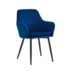 Gestoffeerde kuipstoel met armleuningen en verticale stiknaden - Blauw