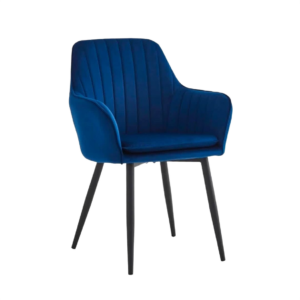 Gestoffeerde kuipstoel met armleuningen en verticale stiknaden - Blauw