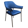 Velours kuipstoel met armleuningen en metalen frame - Donkerblauw